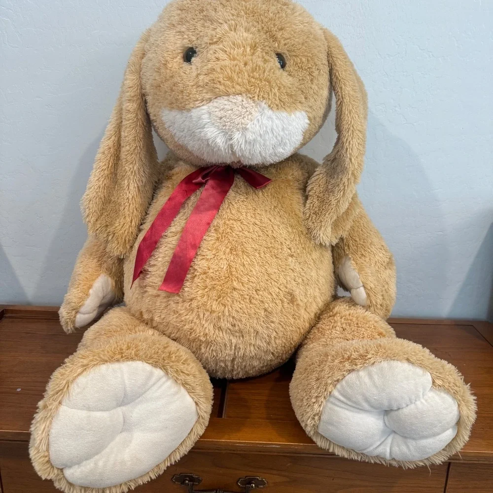 Melissa & Doug Giant Stuffed Animal Bunny Kids 37in Tan Excellent Jumbo Plush